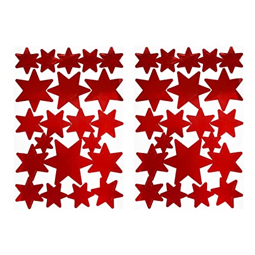 Oblique Unique® Sterne Sticker Set 42 STK. Stern Aufkleber für Weihnachten zum Dekorieren Spielen Basteln Scrapbooking als Geschenkdeko Weihnachtsdeko (Rot) von Oblique Unique