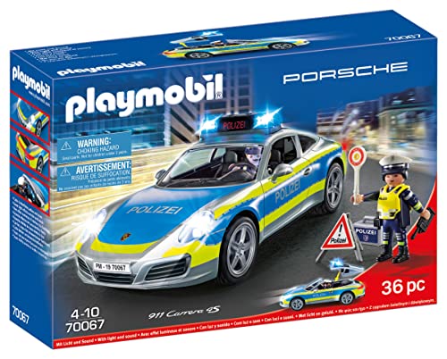 PLAYMOBIL City Action 70067 Porsche 911 Carrera 4S Polizei mit Polizei-Licht und Sound, Empfohlen ab 4 Jahren von PLAYMOBIL