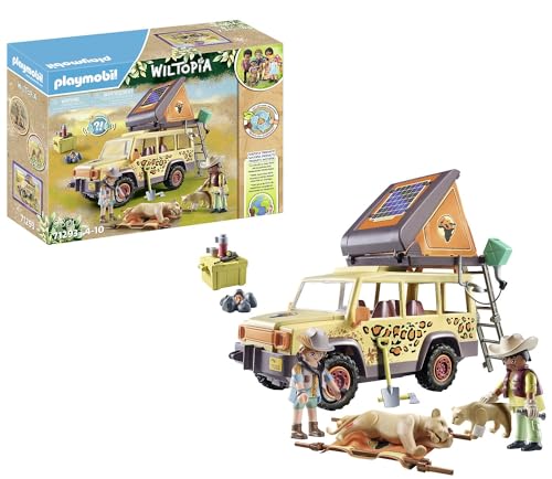 PLAYMOBIL Wiltopia 71293 Mit dem Geländewagen bei den Löwen, abenteuerliche Tierverarztung in der Savanne, Lernspielzeug aus nachhaltigem Material, Spielzeug für Kinder ab 4 Jahren von PLAYMOBIL