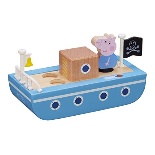 Peppa Pig PPC64 Holzboot mit 1, Figur PAPY Pig aus Holz, Holzspielzeug, one Size von Peppa Pig