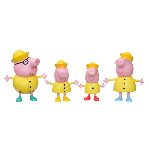 Peppa Pig Peppa’s Adventures Regentag mit Familie Wutz, Figuren 4er-Pack Spielzeug, 4 Figuren der Familie Wutz mit Regenmänteln, ab 3 Jahren von Peppa Pig