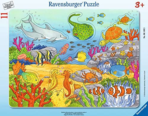 Ravensburger Kinderpuzzle - 06149 Fröhliche Meeresbewohner - Rahmenpuzzle für Kinder ab 3 Jahren, mit 11 Teilen von Ravensburger