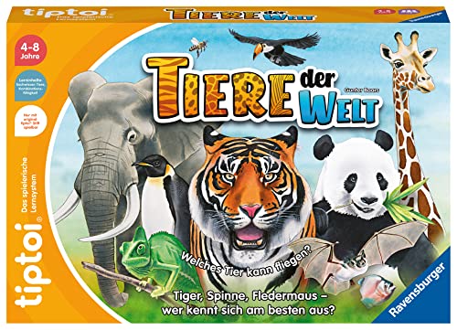 Ravensburger tiptoi Spiel 00171 Tiere der Welt, Erkenne die Tiere anhand ihrer Eigenschaften, Lernspiel für 1-4 Kinder von 4-8 Jahren von Ravensburger