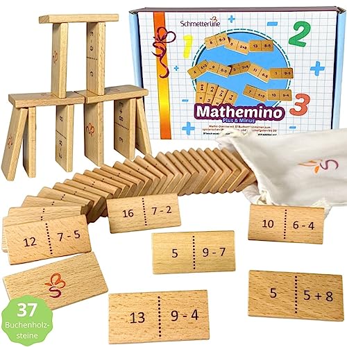 SCHMETTERLINE® Mathe-Domino Rechnen Lernen mit Spaß - Lustiges Rechen-Spiel ab 5 Jahre für 1. Klasse Grundschule (Rechnen bis 20) von SCHMETTERLINE