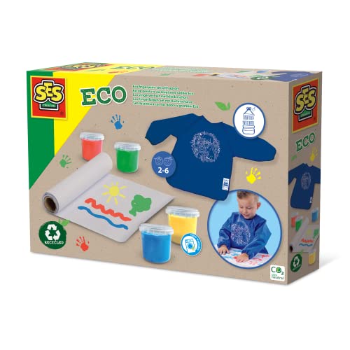 SES Creative Eco Fingerfarben Set mit Bastelschürze - 100% recycelt von SES Creative