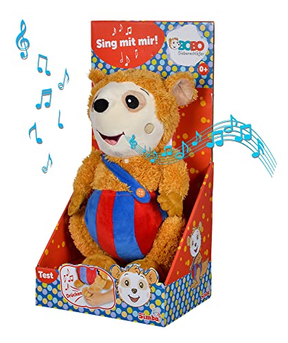 Simba 109241017 - Bobo Siebenschläfer Kuscheltier, Sing mit mir Plüschtier, spielt Musik, 35 cm großer Kuschelspaß, für Kinder ab 3 Jahren von Simba