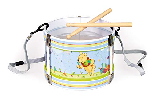 Bolz 52634 - Blechrommel Disney's Winnie the Pooh, Ø 17 cm, Kindertrommel aus Blech mit 2 Schlägel und Tragegurt, Musikinstrument für Kinder ab 3 Jahre, Schlaginstrument, Trommel mit Disney Motiv von SIMM Spielwaren