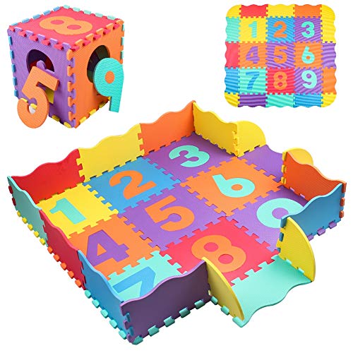 Puzzlematte für Baby, Kinder Puzzlematte 25 Teile mit 9 Nummer, Kinderspielteppich Spielmatte Krabbeldecke Kleinkind Schaumstoffmatte 120 x 120 cm von Sayapeiy