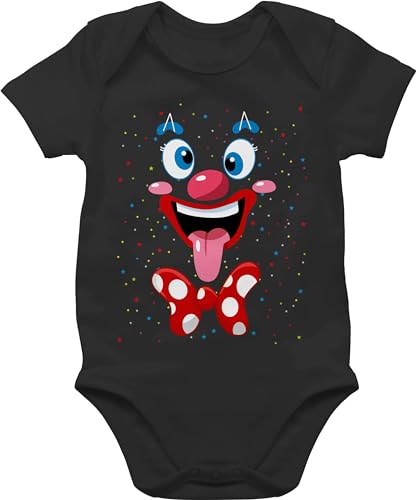 Baby Body Junge Mädchen - & - Clown Gesicht Kostüm Karneval Clownkostüm Lustig Fasching - 3/6 Monate - Schwarz - fasnachts „fasching“ und outfit klamotten &fasching köln kost m kölner von Shirtracer