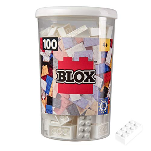 Simba 104118915 - Blox, 100 weiße Bausteine für Kinder ab 3 Jahren, 8er Steine, inklusive Dose, hohe Qualität, vollkompatibel mit vielen anderen Herstellern von Simba