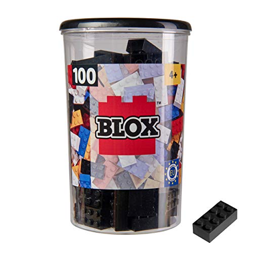 Simba 104118916 - Blox, 100 schwarze Bausteine für Kinder ab 3 Jahren, 8er Steine, inklusive Dose, hohe Qualität, vollkompatibel mit vielen anderen Herstellern von Simba