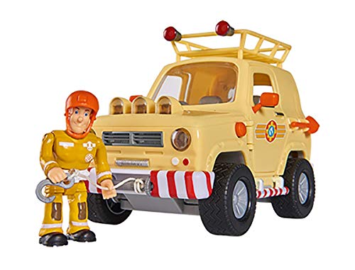 Simba 109251072 - Feuerwehrmann Sam 4x4 Geländewagen, mit Sam Figur, mit Licht und Türen zum Öffnen, 15cm, für Kinder ab 3 Jahren von Simba