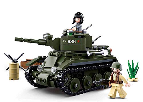 WWII - Leichter Alliierten Panzer (347 Teile) [M38-B0686], Spielset, Klemmbausteine, Für Kinder ab 4 Jahren, mit Spielfigur, Army WWII, Sluban SL95557 von Sluban