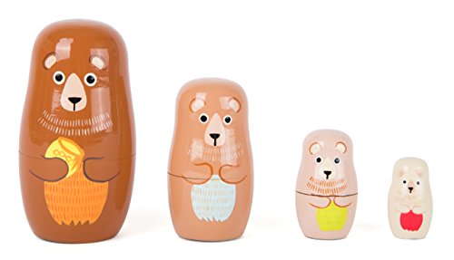 Small Foot Matrjoschka Bärenfiguren aus Holz, Motorikspiel für Kinder ab 3 Jahren, in 4 verschiedenen Größen, 10621 von Small Foot
