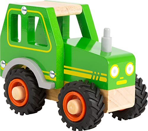 small foot Traktor aus 100% FSC-zertifizierten Holz und mit großen gummierten Reifen, ab 18 Monate, 11078, grün von Small Foot