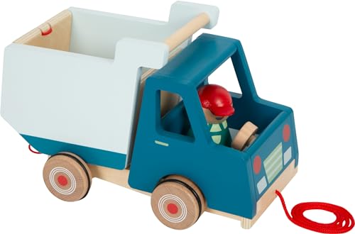 small foot Nachzieh-Fahrzeug Kipplaster aus Holz, Motorikspielzeug und Lauflernhilfe, für Kinder ab 18 Monaten, 12348 von Small Foot