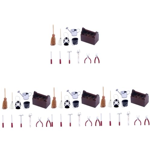 TOYANDONA 4 Sätze Puppenhaus-Werkzeugkasten Mini- -Tool-Kit Haustiersimulator x Modelle kleines werkzeugset Miniatur-Puppenhauszubehör Legierung Reparierwerkzeug einstellen Ob11 Holz von TOYANDONA