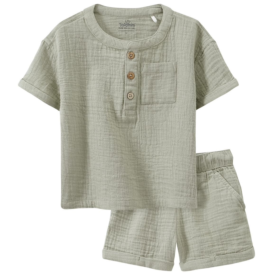 Baby T-Shirt und Shorts aus Musselin von Topomini