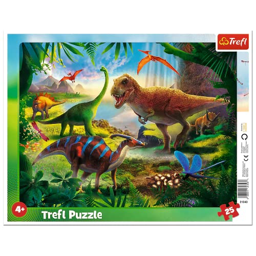 Trefl, Puzzle, Rahmenpuzzle mit Unterlage, 25 Teile, Dinosaurier, für Kinder ab 4 Jahren von Trefl