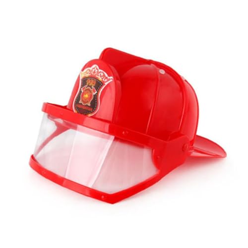 WOONEKY 1Stk Brandschutzhut Schutzhelm Spielzeug Kinderspielzeug Feuerwehrkostüm kleider dartscheibe kinder Rollenspiel-Requisite lustiges rollenspiel spielzeug Cosplay Kleidung rot von WOONEKY
