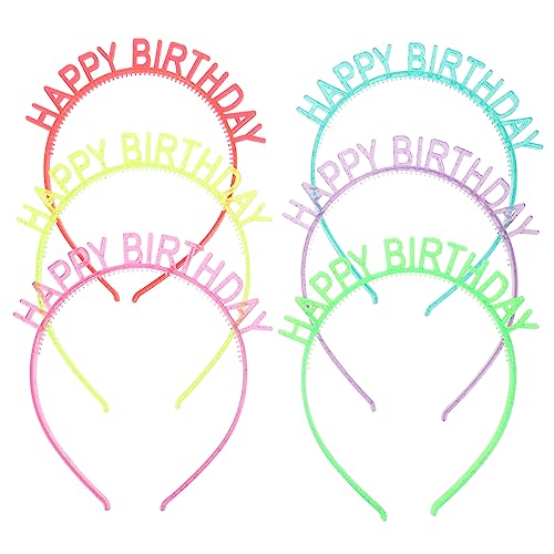 WOONEKY 6st Leuchtendes Geburtstags-stirnband Glitzerndes Geburtstagsstirnband Haarschmuck Für Mädchen Kinder Dekor Stirnband-dekor Kinder-tiara Kopftaste Plastik Fräulein Prinzessin von WOONEKY