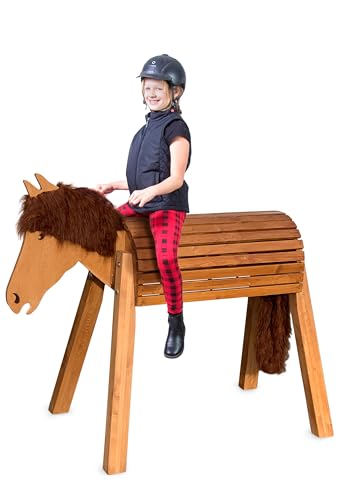 ﻿﻿Wildkinder Holzpferd für Draußen - Spielpferd und Pferd zum Reiten für Kinder - Kreativität, Fantasie, Motorik - Handgefertigtes braunes XL Holz Pferd mit brauner Mähne - Voltigierpferd von Wildkinder