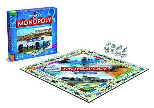 Winning Moves - Monopoly Bretagne – Gesellschaftsspiel – Brettspiel – Edition Städte und Regionen – 2 bis 6 Spieler – französische Version von Winning Moves