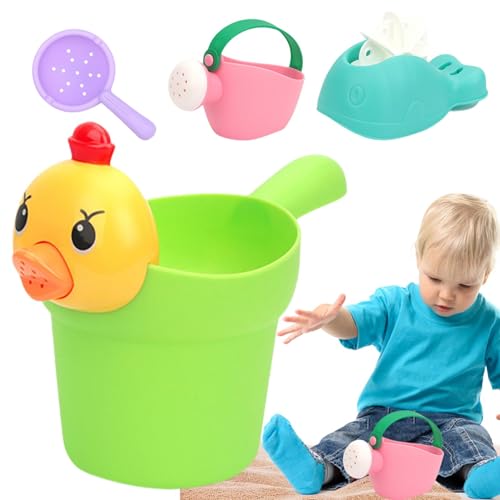 Yajexun Badespielzeug für Kleinkinder,Badewannenspielzeug - 4 Stück Badespielzeug für Kleinkinder aus Silikon - Shampoo-Becher, Silikonsieb, Wal-Wasserrad, Gießkanne für Badewanne, Poolspielzeug für von Yajexun