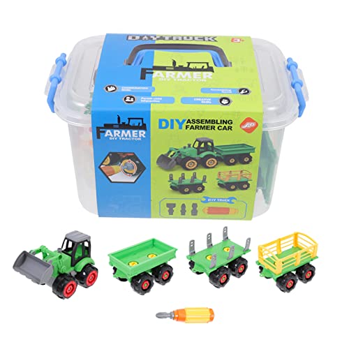 ibasenice Puzzle-Spielzeug 1 Satz Bauernwagen-Set Spielzeug Kidcraft-spielset Zu Zerlegen Kind Traktor Auto Plastik Kinderautospielzeug von ibasenice