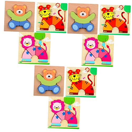 ibasenice 9 Kinderpuzzle kinderzimmerdeko Tier Puzzle Spielzeug Spielset für Kinder Cartoon Holzpuzzles Dreidimensionales Puzzlebrett aus Karikatur Schildkröte Kleinkind Bambus von ibasenice