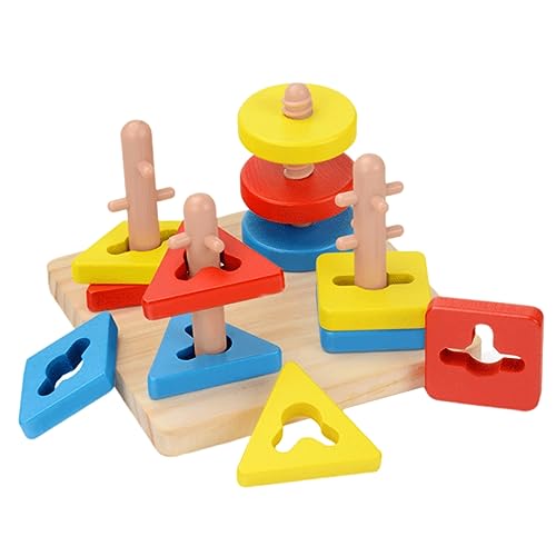 ifundom 1 Satz Holzspielzeug für Kinder kindliche entwicklung Kinder entwicklung pädagogisches Spielzeug motorik Spielzeuge Bausteine Vorlernspielzeug Puzzle hölzern Blöcke rotieren Bambus von ifundom