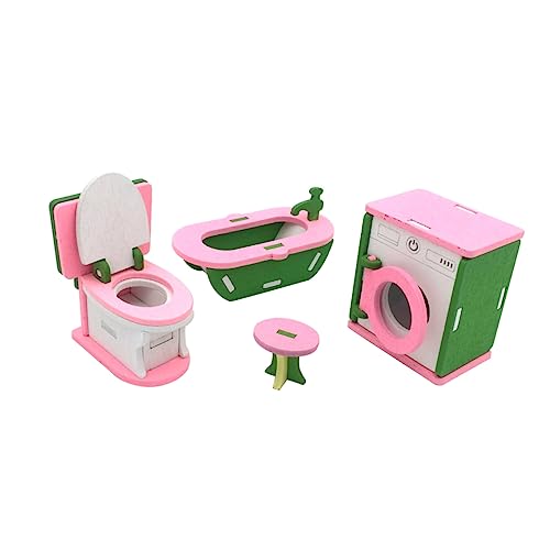 ifundom Badezimmerdekoration Kinder badezusatz White Out Bathroom Set for grün Green Color qridor Möbel Kinderspielzeug Spielzeuge Spielset aus Holz Toilette Blöcke Hölzern Rosa von ifundom