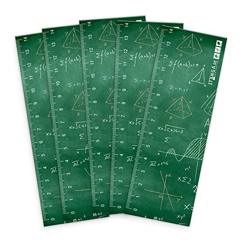 itenga 5 x Lesezeichen für Schule Motiv Formeln Lineal Bookmark Lesemarke glänzend von itenga