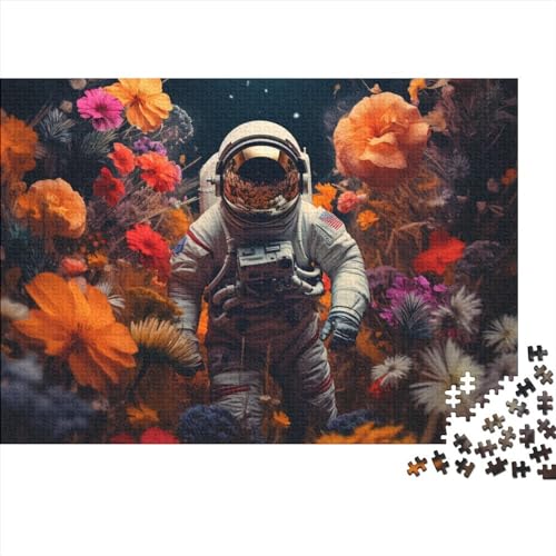 Astronaut mit Blumen, 1000 Teile, für Erwachsene, lustiges Puzzle, Bildungsspiel, Heimdekoration, Spielzeug, Intellektuelles Spiel, Intelligenz, 1000 Stück (75 x 50 cm) von ponnyc