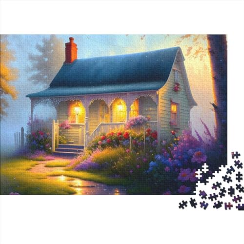 Puzzle mit Blumen-Bush-Cottage für Erwachsene, lustiges 1000-teiliges Spielzeug, Bildungsspiel, Heimdekoration, Spielzeug, Intellektuelles Spiel, 1000 Stück (75 x 50 cm) von ponnyc