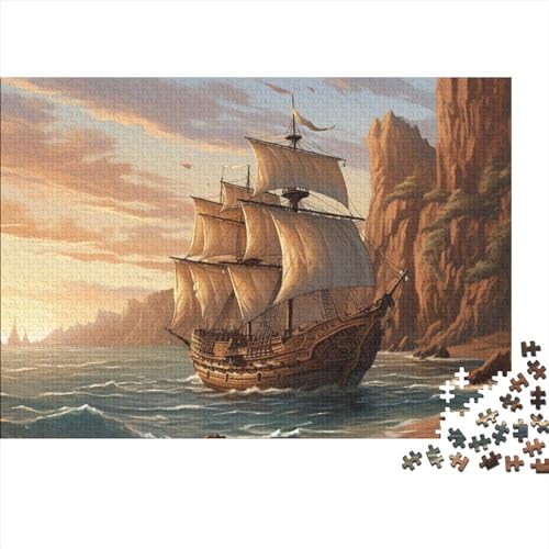 Segelboot-Puzzle für Erwachsene, unterhaltsam, 1000 Teile, Spielzeug, Denkspiel, Bildungsspiel, hochwertig und langlebig, 1000 Teile (75 x 50 cm) von ponnyc