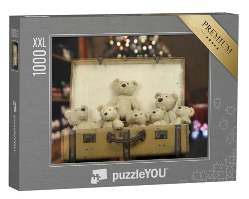 Puzzle 1000 Teile XXL „EIN Vintage-Koffer voller Teddybären“ – aus der Puzzle-Kollektion Nostalgie von puzzleYOU