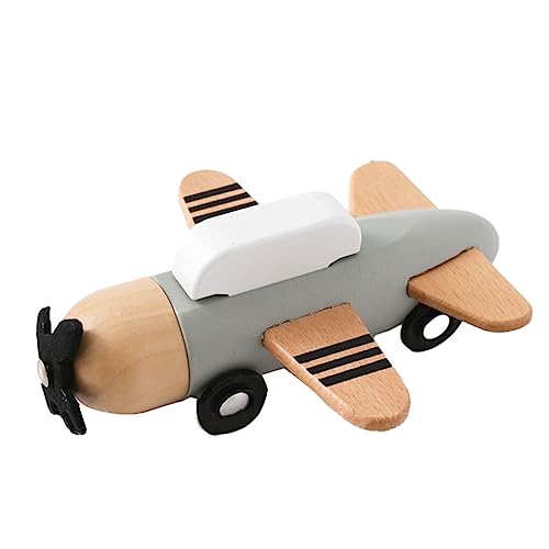 wueiooskj Kinder Holzflugzeug – Für Fantasie und Kreativität aus Holz, Holz Flugzeug Spielzeug, Flugzeug Spielzeug, Baby Holz, einfach zu Rollen, grau von wueiooskj