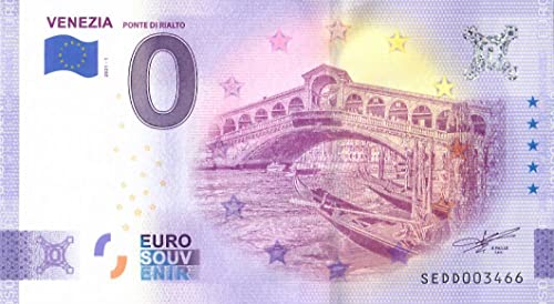 0 Euro Schein Italien 2021 · Venezia · Ponte di Rialto · Venedig · Souvenir o Null € Banknote von LNEE