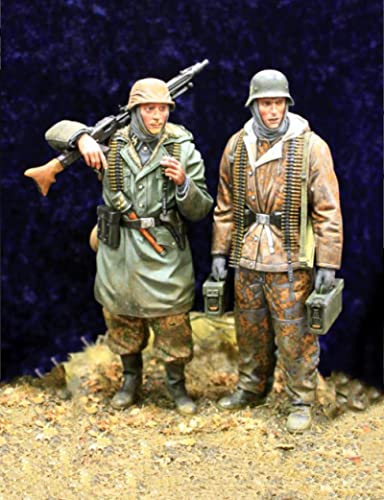 120 mm 1/16 WWII Deutscher Soldat Harzmodellbausatz unbemalt und unmontiert Miniaturbausatz (2 Personen) //Az-471 Ahowse von 通用