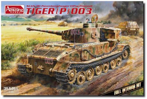 Amusing Hobby 35A051 PzKpfwg.VI Tiger(P) 003 mit Zimmerit und Full Interior - Maßstab 1:35 Modellbau von アミュージングホビー