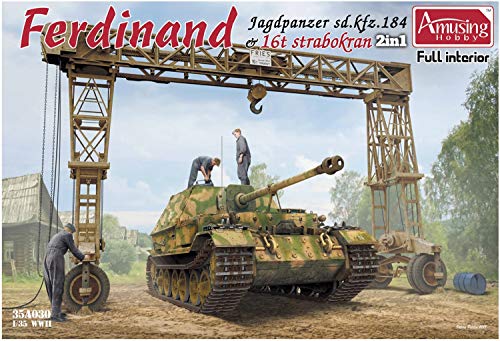 Amusing Hobby AH35A030 35A030 1/35 Ferdinand (Full Interior) + 16t Strabokran von アミュージングホビー