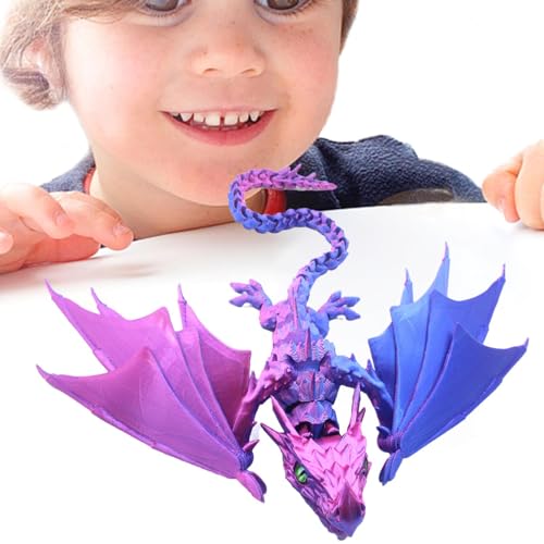 Beweglicher fliegender Drache 3D-Druck, Kristall-Flügeldrache | 3D-gedrucktes Spielzeug – Gelenkiger Zappeldrache mit beweglichen Gelenken, um Stress zu reduzieren, für Drachenliebhaber und Sammler, von ノーブランド品