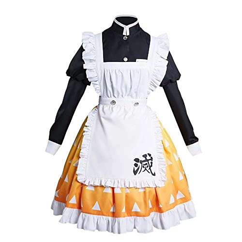 通用 Cosplay Maid Dress Kostüm Agatsuma Zenitsu Kleid Lolita Halloween Amine Party (S, Yellow) von 通用