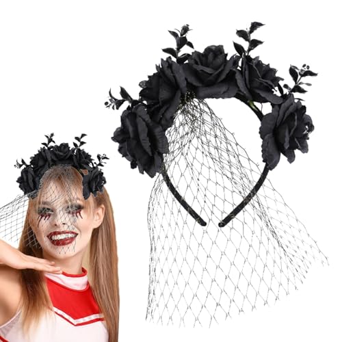 Halloween-Haarreif, Blumen-Halloween-Haarreifen – Stirnband, Krone, Halloween-Schleier, , Haarreifen, Gothic-Blumen-Kopfschmuck, Cosplay-Haarschmuck für Mädchen und Kinder von ノーブランド品