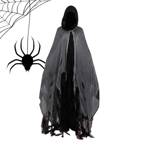 Halloween-Kostüm für Erwachsene, weiblicher Geist, Halloween-Geisterumhang, Halloween-Frauen-Erwachsenen-Kapuzenhexenumhang | Gruseliger Hexenumhang mit Kapuze für Damen, Hexenumhang Kostüm von ノーブランド品