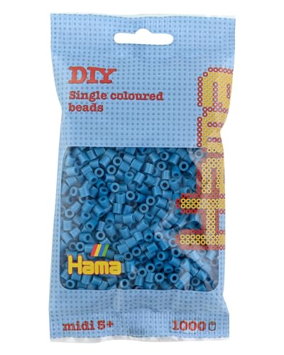 Hama Perlen 207-83 Bügelperlen Beutel mit ca. 1.000 Midi Bastelperlen mit Durchmesser 5 mm in Petrol, kreativer Bastelspaß für Groß und Klein von Hama