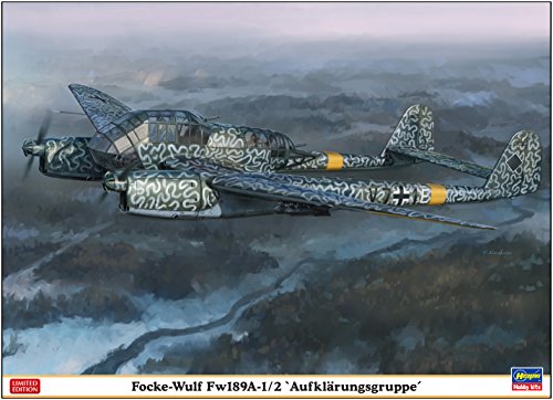 Hasegawa 002275 1/72 Focke-Wulf FW 189A-1/2 Aufklärungsgruppe Plastikmodellbausatz, Modelleisenbahnzubehör, Hobby, Modellbau, Mehrfarbig von ハセガワ