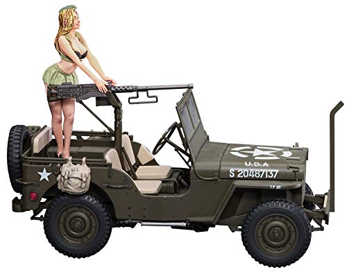 Hasegawa SP483 1/24 4x4 Truck mit M2 Maschinengewehr und Blonder Frau, Mehrfarbig von ハセガワ