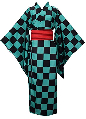 Hashibira Inosuke Cosplay Kostüm Grün Kimono Kimetsu No Yaiba Yuukaku-hen Halloween (Medium, Damen) von 通用